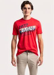 T-shirt stretch manches courtes rouge SOLID homme