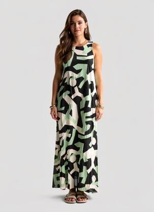 Robe longue imprimé fantaisie manches longues noir COMPAÑIA FANTASTICA femme