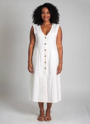 Robe longue coupe évasée sans manche blanc ADORE femme