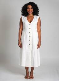 Robe longue coupe évasée sans manche blanc ADORE femme