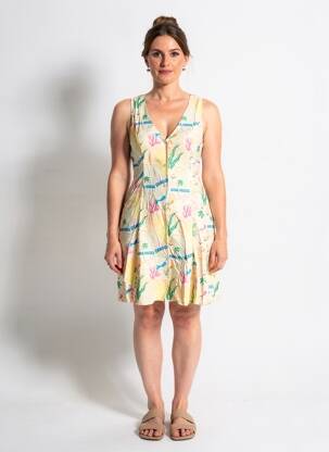 Robe courte sans manche sans manche jaune ADORE femme