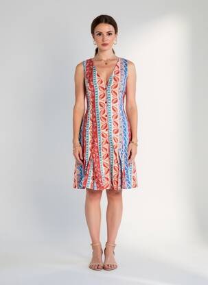 Robe mi-longue imprimé fantaisie sans manche rouge ADORE femme
