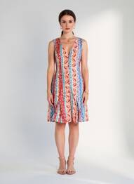 Robe mi-longue imprimé fantaisie sans manche rouge ADORE femme