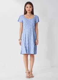 Robe mi-longue imprimé fantaisie manches courtes bleu RAGWEAR femme