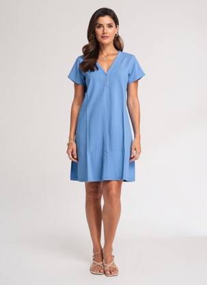 Robe courte manches courtes manches courtes bleu LOVE BY MD femme