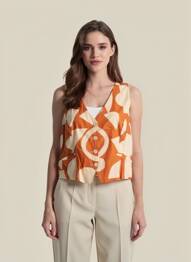 Gilet sans manche fermeture boutonnée sur le devant orange COMPAÑIA FANTASTICA femme