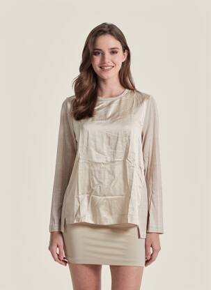 Top manches longues manches longues beige WHYCI MILANO femme