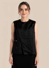 Top tissage crêpe manches courtes noir LOULOU STUDIO femme