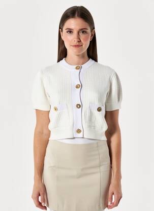 Gilet manches courtes resserrée sur le bas beige PATOU femme