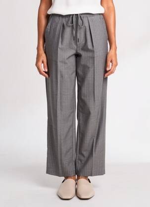 Pantalon droit taille à pinces taille haute gris ISABEL MARANT femme