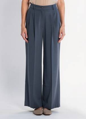 Pantalon large tissage crêpe taille haute gris LOULOU STUDIO femme