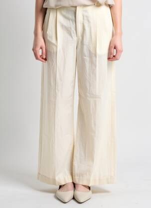 Pantalon large fermeture zippée sous rabat boutonné taille haute beige A.P.C. femme