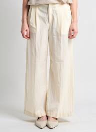 Pantalon large fermeture zippée sous rabat boutonné taille haute beige A.P.C. femme