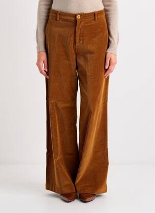 Pantalon large fermeture zippée sous rabat boutonné taille normale marron MII femme