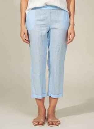 Pantalon 7/8 taille élastique taille normale bleu WHYCI MILANO femme
