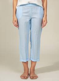 Pantalon 7/8 taille élastique taille normale bleu WHYCI MILANO femme