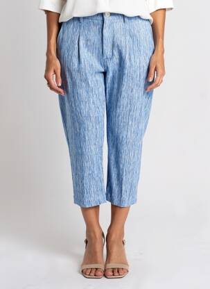 Pantalon 7/8 taille haute taille haute bleu MII femme