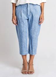 Pantalon 7/8 taille haute taille haute bleu MII femme