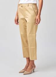 Pantalon 7/8 taille à pinces taille normale beige LIS LAREIDA femme