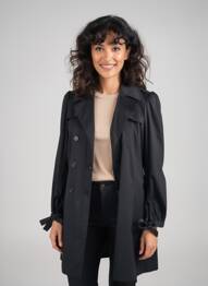 Trench tissage popeline sans capuche noir PEOPLE'S MARKET femme