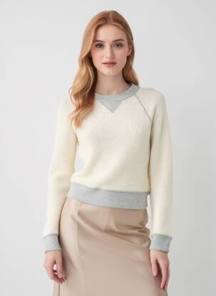 Pull coupe cintrée manches longues beige NOLITA femme