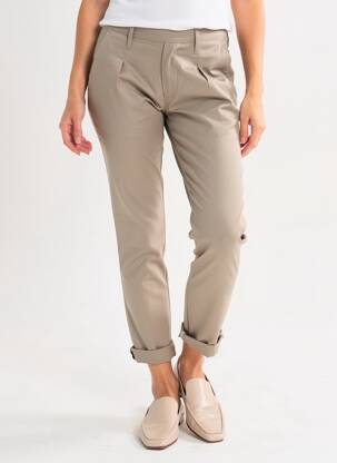 Pantalon chino tissage popeline taille haute marron CHEAP MONDAY femme