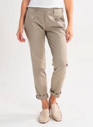 Pantalon chino tissage popeline taille haute marron CHEAP MONDAY femme