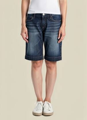 Bermuda fermeture zippée sous rabat boutonné taille basse bleu MELTIN'POT femme