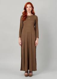 Robe longue manches longues manches longues marron GRACE & MILA femme