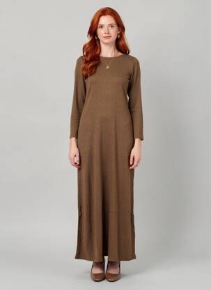 Robe longue manches longues manches longues marron GRACE & MILA femme