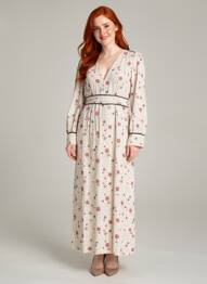 Robe longue manches longues manches longues beige GRACE & MILA femme