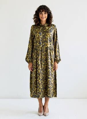 Robe longue manches longues manches longues bleu ELLE EST OU LA MER femme