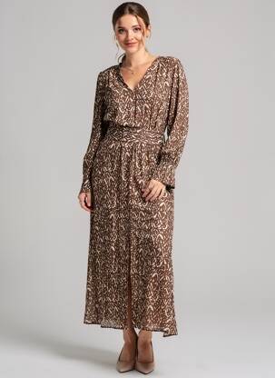 Robe longue manches longues manches longues marron GRACE & MILA femme