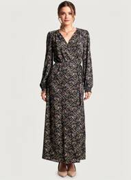 Robe longue manches longues manches longues noir GRACE & MILA femme
