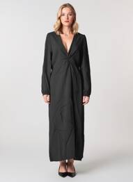 Robe longue manches longues manches longues noir GRACE & MILA femme