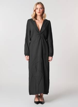 Robe longue manches longues manches longues noir GRACE & MILA femme