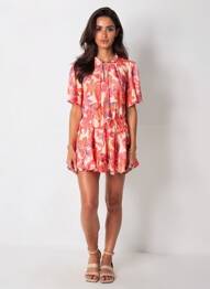 Robe courte manches courtes manches courtes rouge KILKY femme