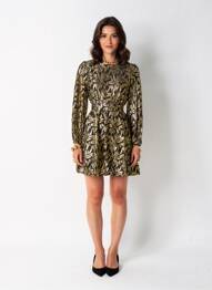 Robe courte manches longues manches longues or KILKY femme