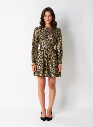 Robe courte manches longues manches longues or KILKY femme