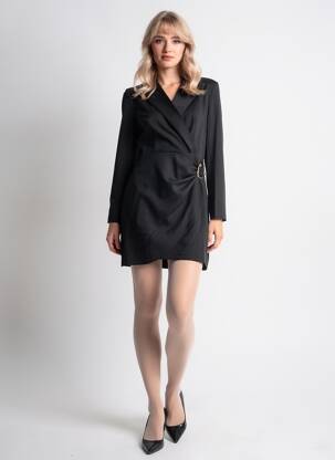 Robe courte manches longues manches longues noir KILKY femme