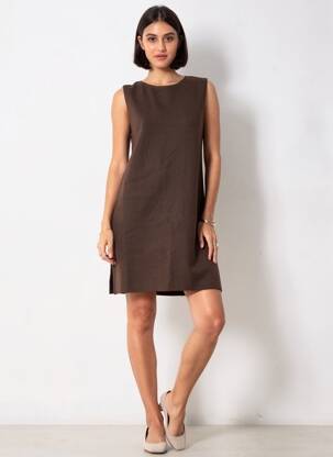Robe courte sans manche sans manche marron GRACE & MILA femme