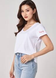 T-shirt sérigraphie floquée manches courtes blanc PIECES femme