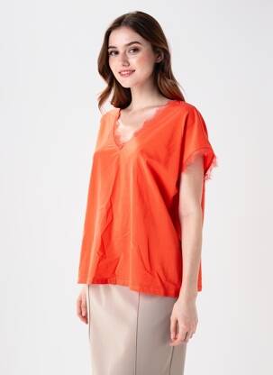 T-shirt coupe droite manches courtes orange KILKY femme
