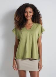 T-shirt coupe droite manches courtes vert KILKY femme