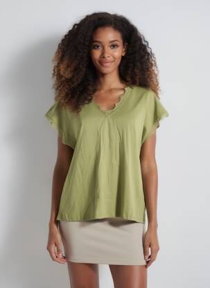 T-shirt coupe droite manches courtes vert KILKY femme