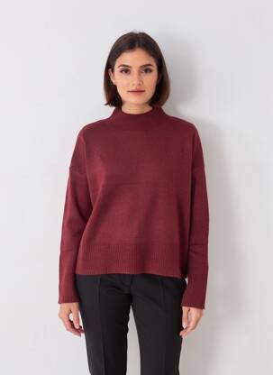 Pull coupe droite manches longues violet GRACE & MILA femme
