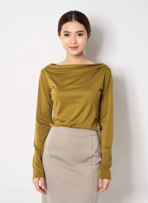 T-shirt manches longues manches longues vert GRACE & MILA femme