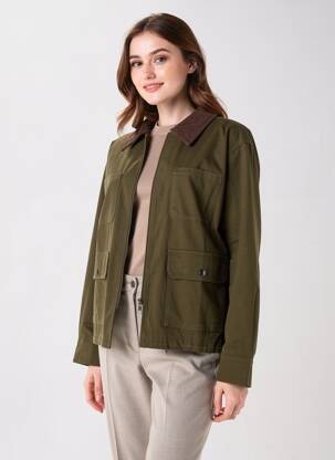 Veste casual coupe droite vert GRACE & MILA femme