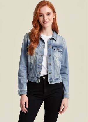 Veste casual col chemisier bleu PIECES femme