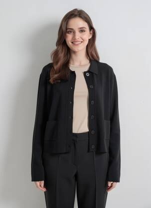 Gilet manches longues fermeture boutonnée sur le devant noir GRACE & MILA femme